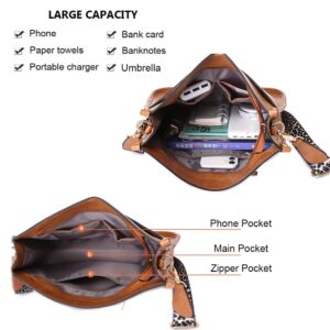 Crossbody Bags for Women Leather Hobo Handbag Trendy Crossbody Purses Shoulder Bucket Bag with Adjustable Guitar Strap