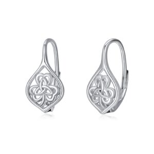 vonala clover earrings 925 sterling silver celtic shamrock charm leverback earrings irish lucky jewelry st patricks day gifts for women