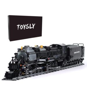 toysly badboy steam train building kit, collectible steam locomotive display set, large train set with train tracks, top present for train lovers (1608 pcs)