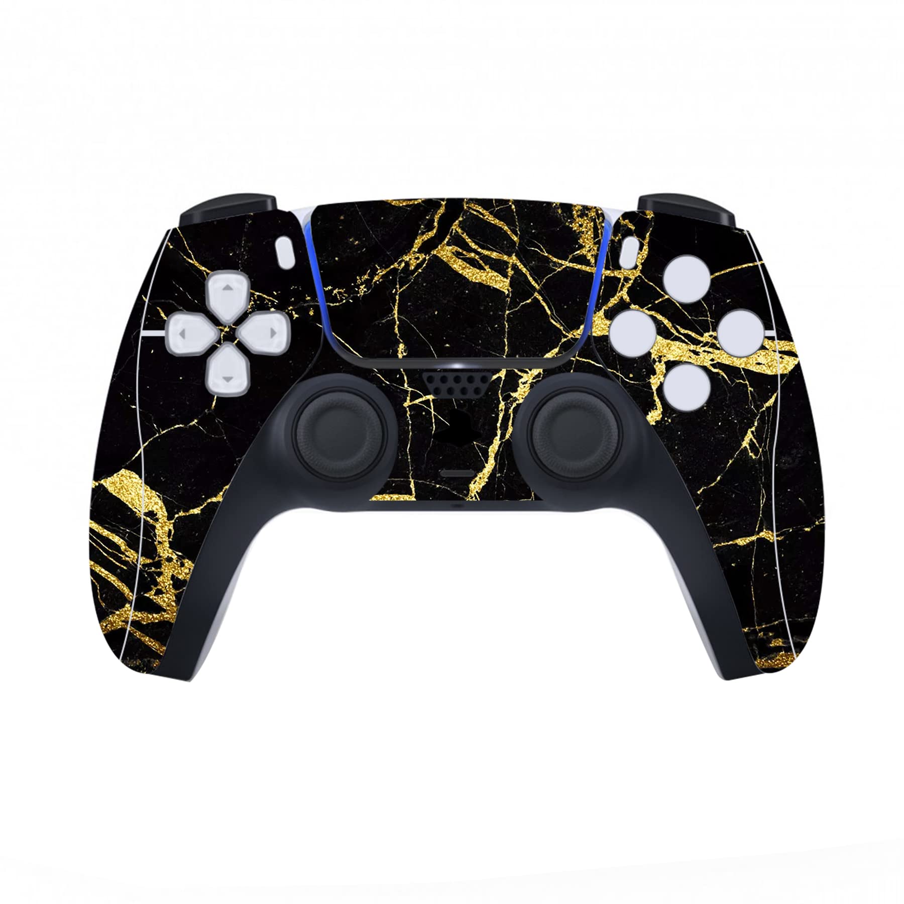 PlayVital Black & Gold Marble Effect Full Set Skin Decal for ps5 Console Digital Edition, Sticker Vinyl Decal Cover for ps5 Controller & Charging Station & Headset & Media Remote