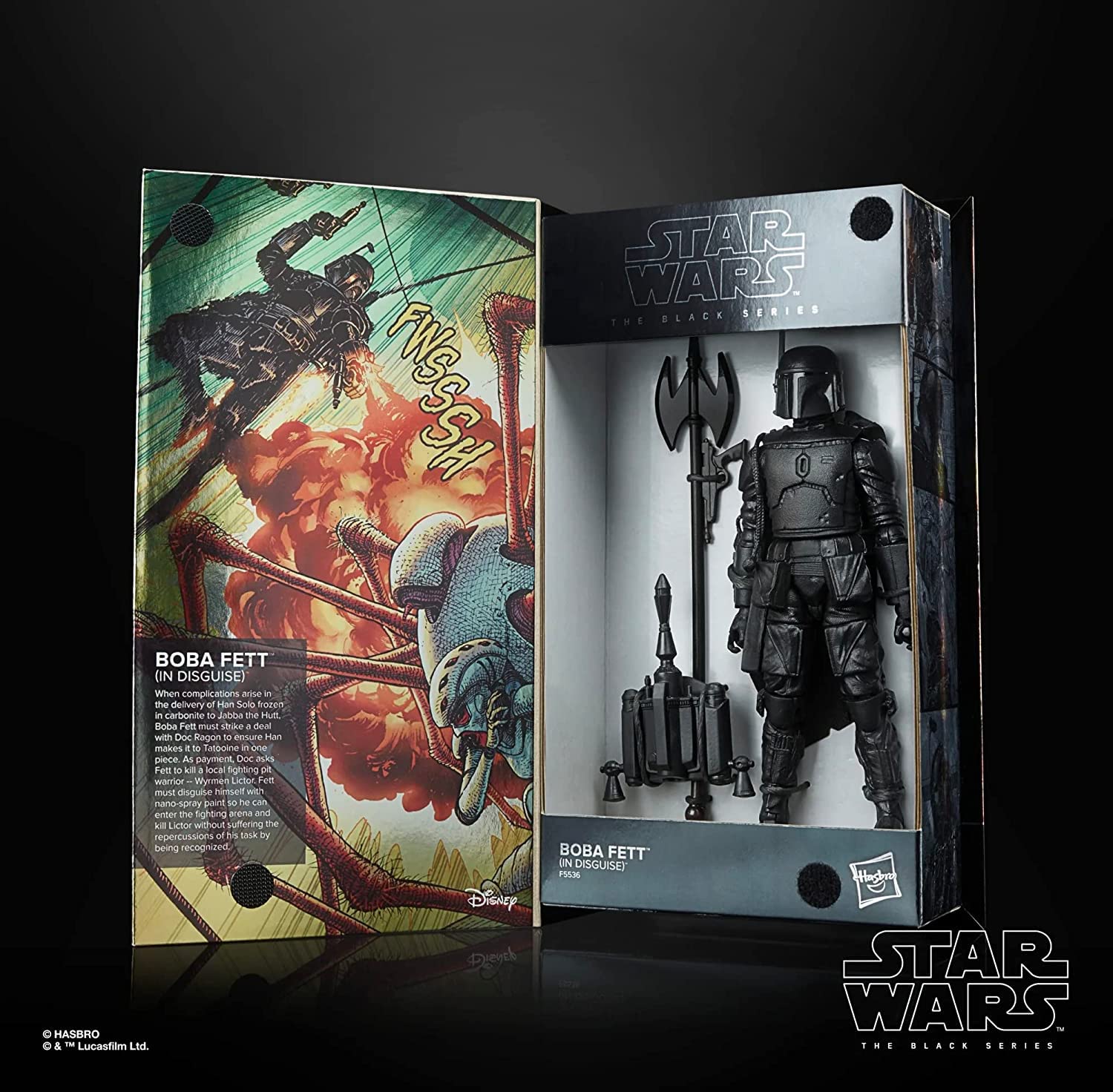 Star Wars The Black Series Boba Fett (in Disguise) SDCC Exclusive 6-Inch-Scale War of The Bounty Hunters Comic Set F5536 Multicolored Collectible by Hasbro Ages 4 and Up, Black,multicolored