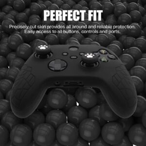 Xbox Series X Controller Skin, Anti-Slip Xbox Series S Silicone Skin, Ergonomic Soft Rubber Protective Case for Xbox Series S/X Controller with Thumb Grip Caps - All Black