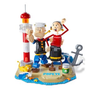 brickkk pantasy popeye & olive buildable characters building bricks set, collectible building kit for adults building bricks toys, idea building blocks birthday gift for teens