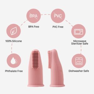 Chippi & Co Baby Silicone Finger Toothbrush BPA Free Dental Care for Newborn Baby Boy Girl 0 3 6 Sensory Development Toy (Pink)