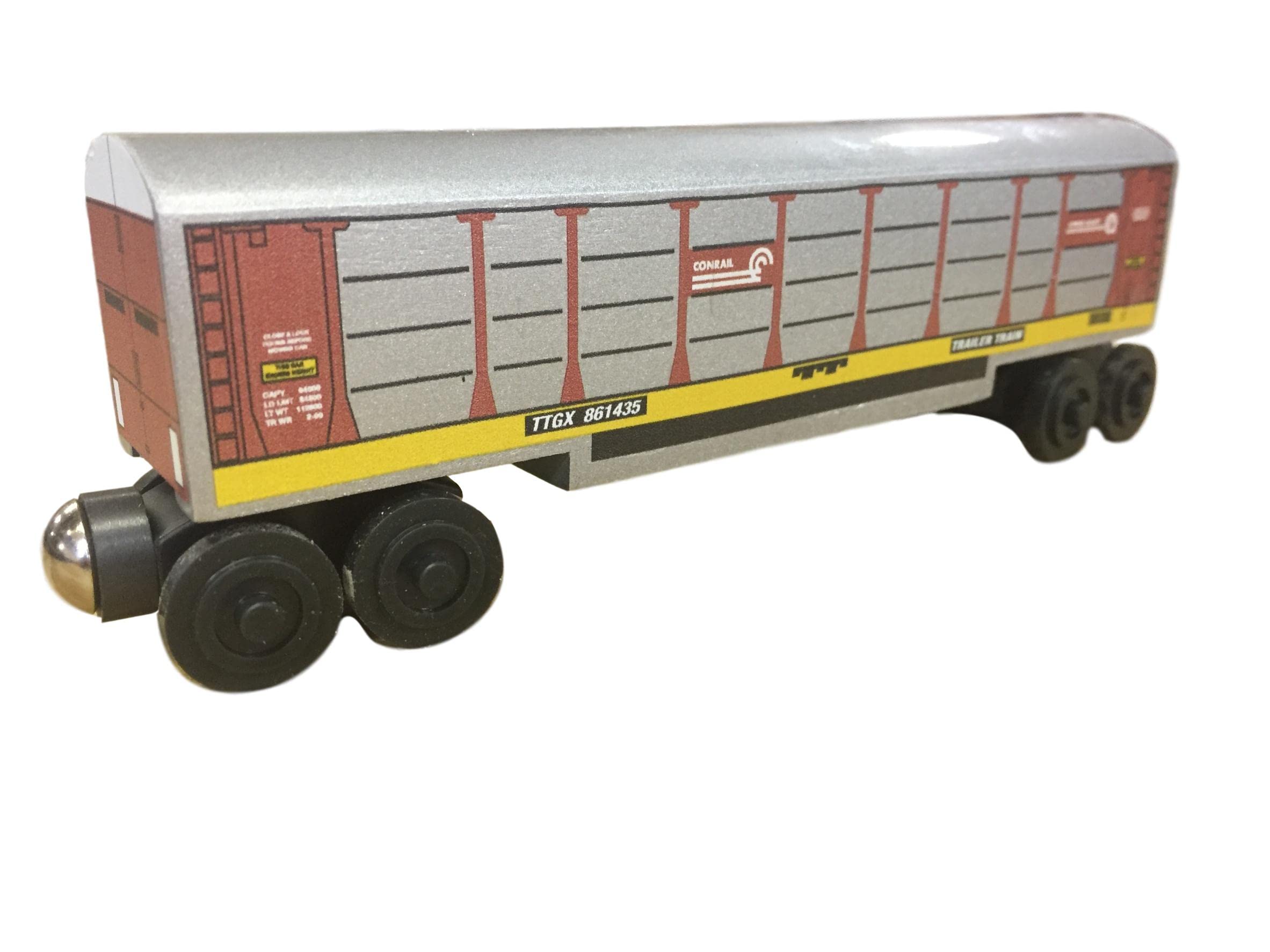 Whittle Shortline Railroad Conrail Autorack Wooden Toy Train Compatible - Modeled After Real Trains - Handcrafted in USA Since 1996 - Magnetic - 5.25 Inches Long