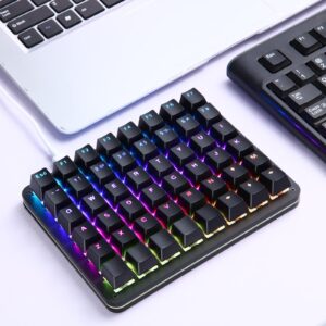 Koolertron One Handed Mechanical Gaming Keyboard, 48-Key Fully Programmable Mini Keypad, Mini USB Macro Keyboard with RGB LED Backlit, for Windows PC Gamer