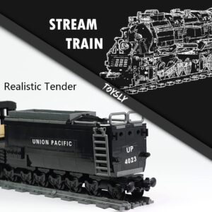 TOYSLY Badboy Steam Train Building Kit, Collectible Steam Locomotive Display Set, Large Train Set with Train Tracks, Top Present for Train Lovers (1608 PCS)