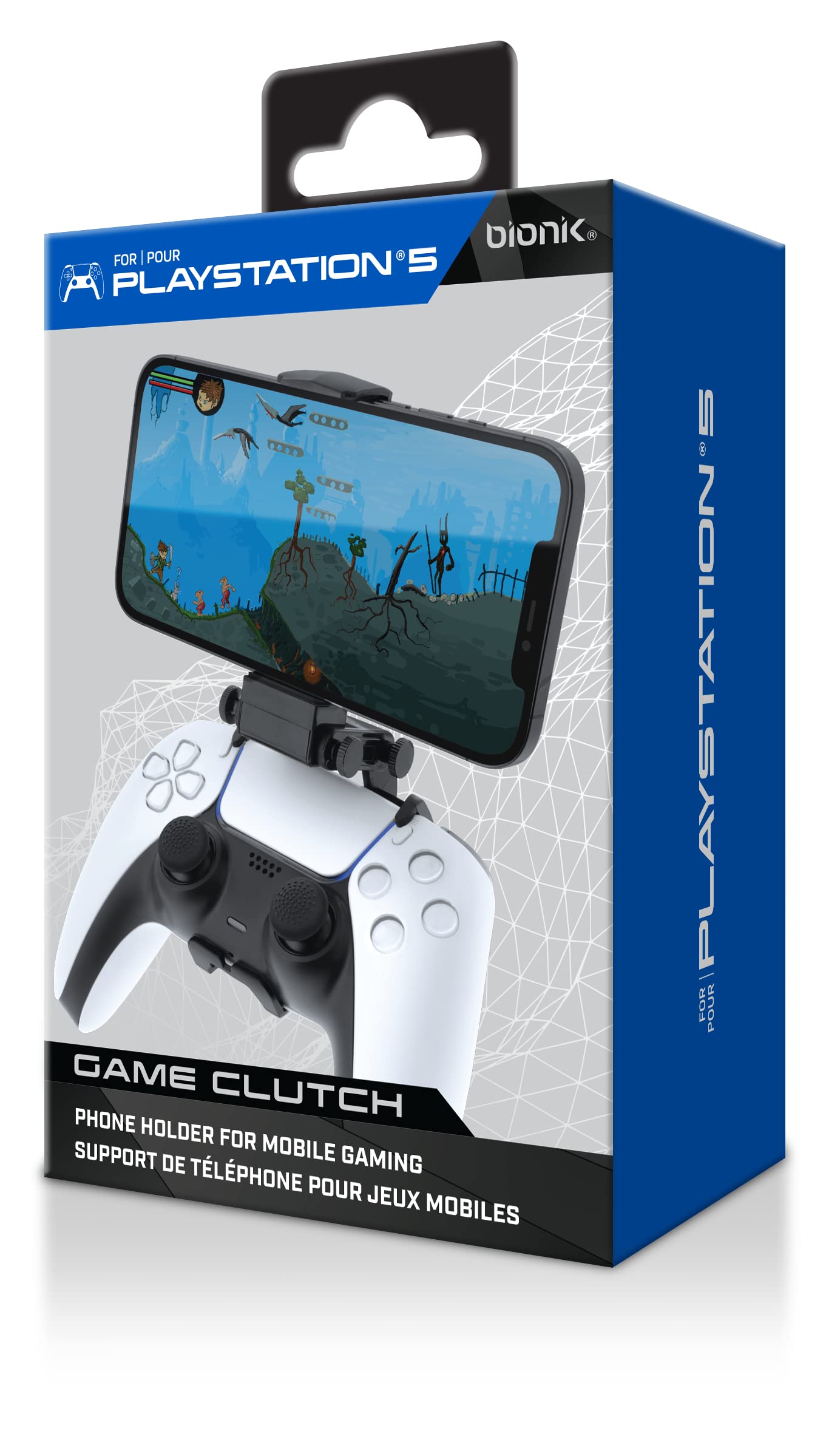 Bionik Game Clutch for PS5 Controllers: Mobile Gaming Phone Clip, Adjustable Clamp, Up to 3.6 Inches Wide