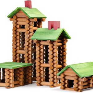 SainSmart Jr. 450 PCS Wooden Log Cabin Set Building House Toy for Toddlers, Classic STEM Construction Kit with Colorful Wood Logs Blocks for 3+ Years Old (20-338)