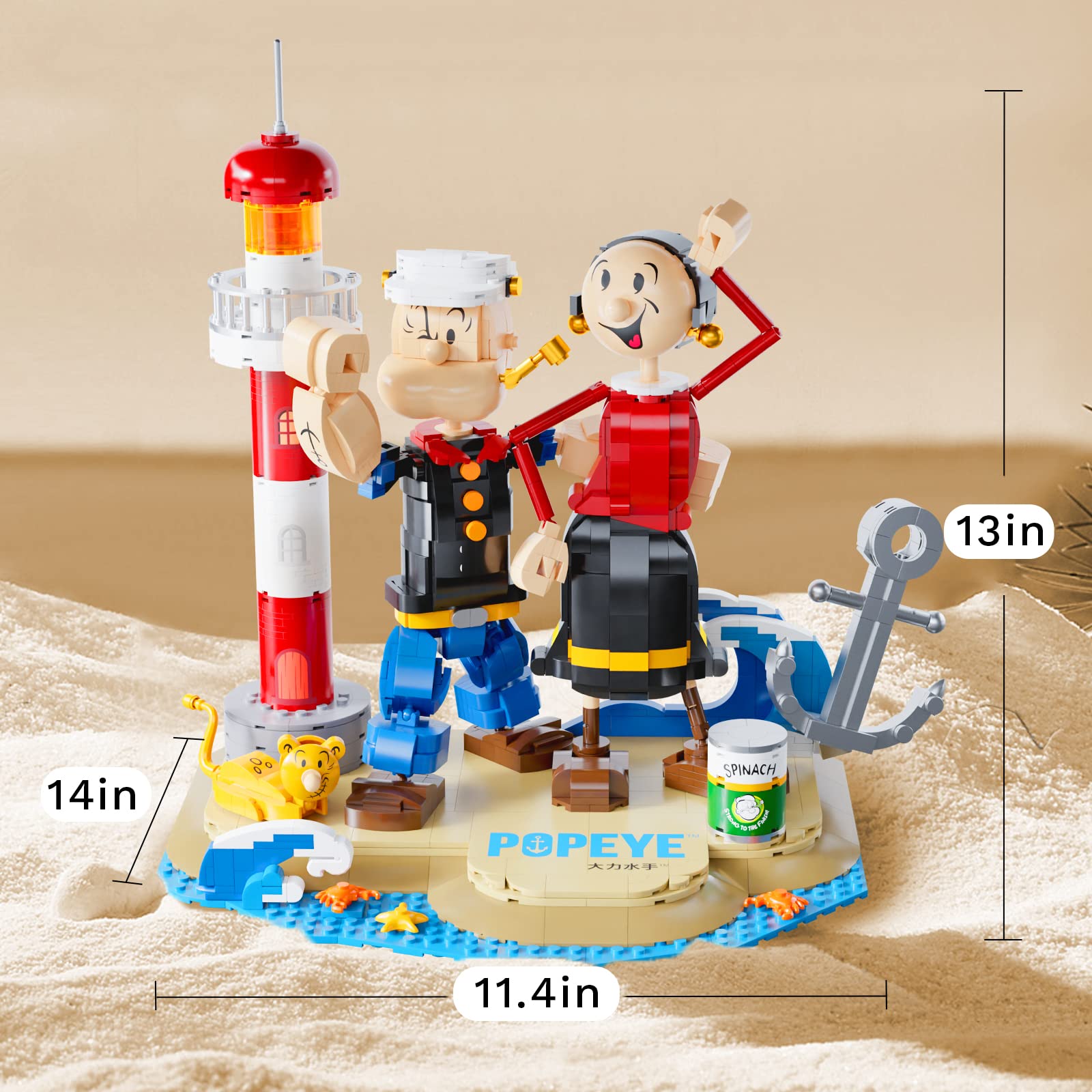 BRICKKK PANTASY Popeye & Olive Buildable Characters Building Bricks Set, Collectible Building Kit for Adults Building Bricks Toys, Idea Building Blocks Birthday Gift for Teens