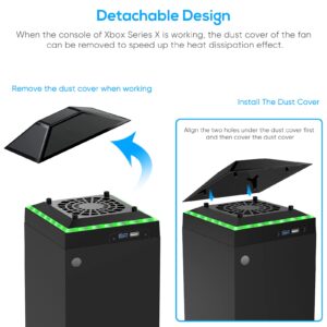 MENEEA Cooling Fan Dust Proof for Xbox Series X Console with Colorful Light Strip,Clip Mount for X-Series S/X, for Xbox One/S/X