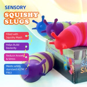 3 Pack Sensory Fidget Slug Toy, Soft Squeeze Slug Toy 3D Fidget Novelty Toy for Kids, CHEROSIN Anti-Anxiety Caterpillar Wiggly Toy for Autistic, Autism, ADHD, Stress Relief Children