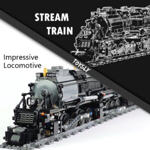 TOYSLY Badboy Steam Train Building Kit, Collectible Steam Locomotive Display Set, Large Train Set with Train Tracks, Top Present for Train Lovers (1608 PCS)