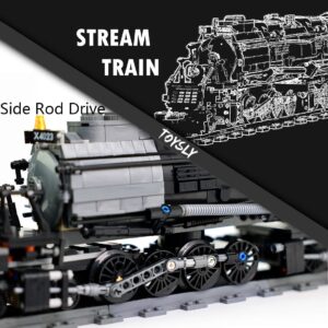 TOYSLY Badboy Steam Train Building Kit, Collectible Steam Locomotive Display Set, Large Train Set with Train Tracks, Top Present for Train Lovers (1608 PCS)