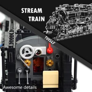 TOYSLY Badboy Steam Train Building Kit, Collectible Steam Locomotive Display Set, Large Train Set with Train Tracks, Top Present for Train Lovers (1608 PCS)