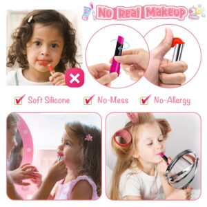 Pretend Makeup Kit for Toddlers Girls, Kids Pretend Play Makeup Set for Little Girls, Fake Toy Makeup Set with Cosmetic Case & Jewelry Set, Present Gift for Kids Girls Age 3 4 5+ ( Fake Makeup )