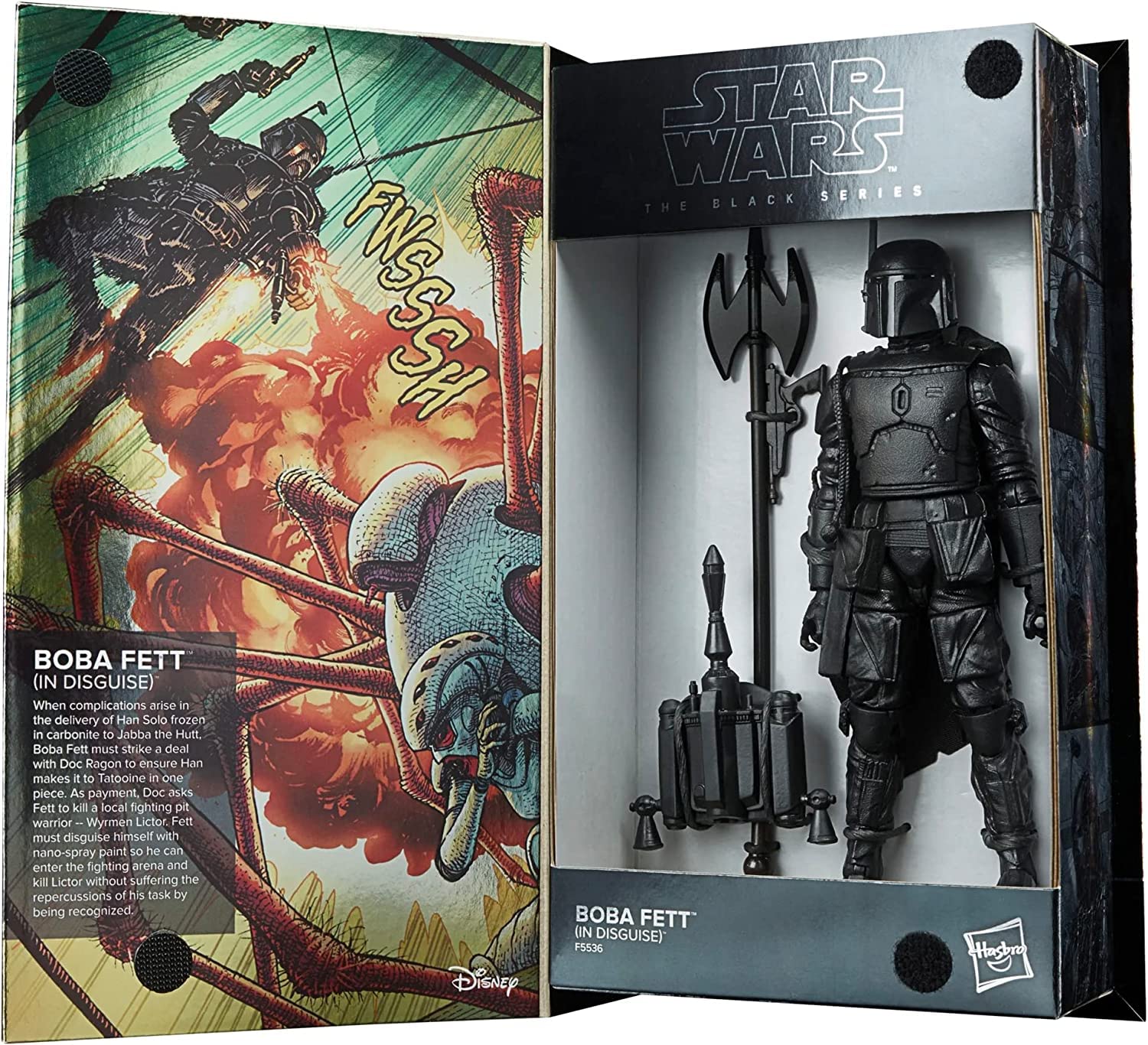 Star Wars The Black Series Boba Fett (in Disguise) SDCC Exclusive 6-Inch-Scale War of The Bounty Hunters Comic Set F5536 Multicolored Collectible by Hasbro Ages 4 and Up, Black,multicolored