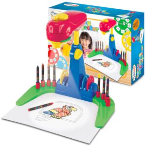 ben franklin toys drawing projector for kids 3 & up | preschool tracing projector kit includes 32 animal drawings on 4 sturdy discs, 8 crayons & 1 pad of drawing paper for fun play-based learning