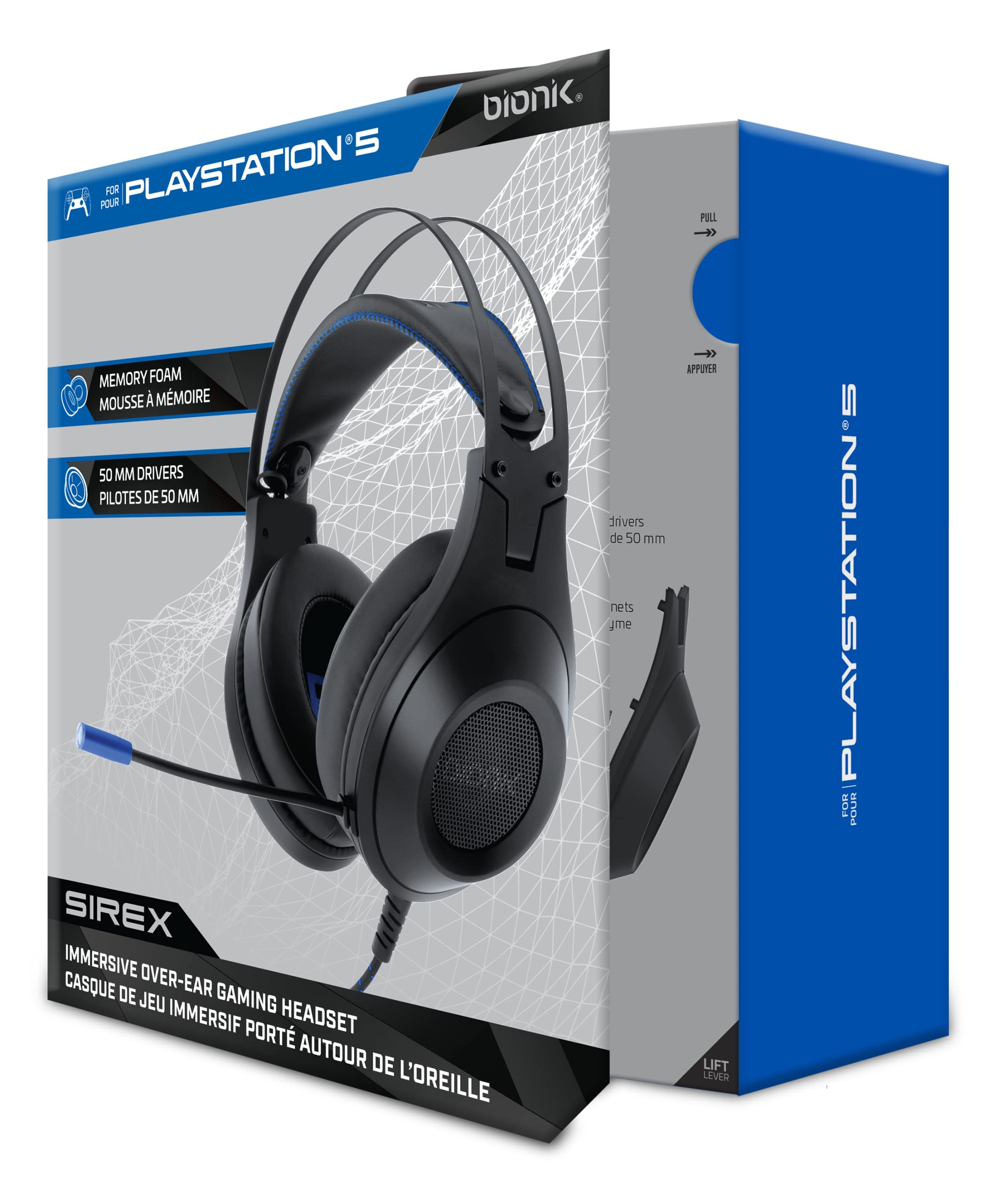 Bionik Sirex Gaming Headset with Mic for PS5: 50MM Drivers, Memory Foam, Mute Switch, Adjustable Head Beam, PS4/Xbox Series XS/Nintendo Switch OLED/PC/Mac