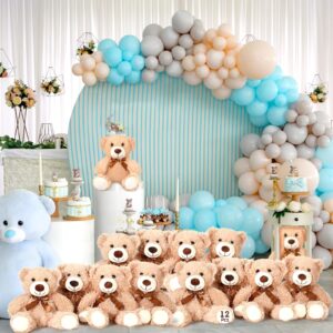 Zhanmai 12 Pcs 14 Inch Bear Stuffed Animal Bulk Plush Stuffed Bear for Baby Shower 2024 Graduation Gifts Birthday Party Favors Birthday Wedding Party Decorations(Light Brown)