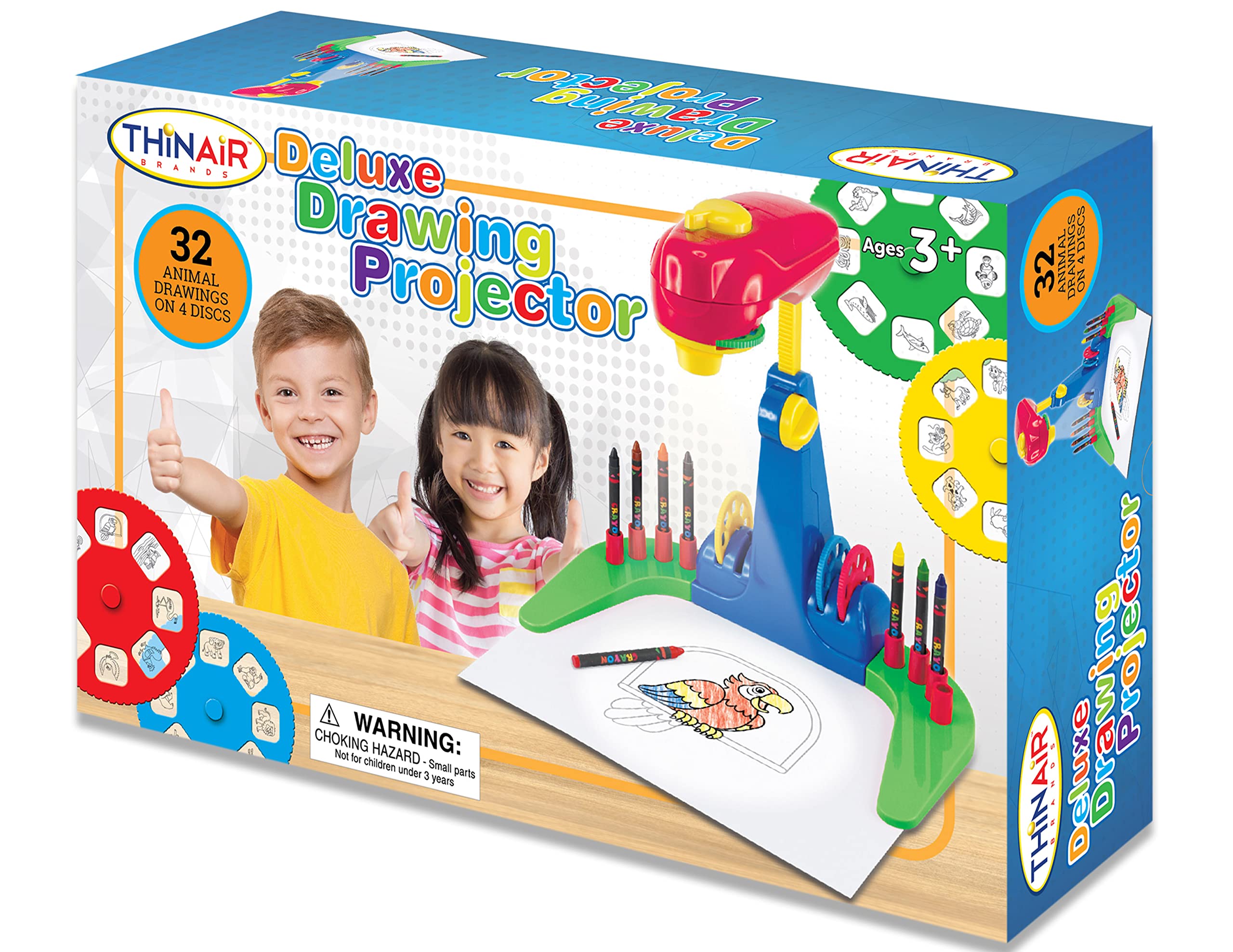 Ben Franklin Toys Drawing Projector for Kids 3 & Up | Preschool Tracing Projector Kit Includes 32 Animal Drawings on 4 Sturdy Discs, 8 Crayons & 1 Pad of Drawing Paper for Fun Play-Based Learning