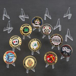 Acrylic Coin Display Stands, Challenge Coins Holders, Mini Easel Holders, Display Stand for Sports Cards, Casino Chips, Poker Guards, Greeting Cards, Challenge Medallions, AA Coins 1.4 Inch, 10 Packs