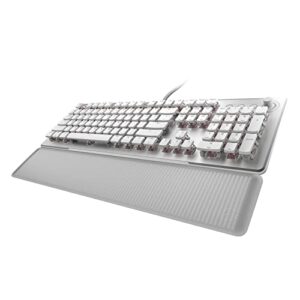 ROCCAT Vulcan II Max – Optical-Mechanical PC Gaming Keyboard with Customizable RGB Illuminated Keys and Palm Rest, Titan II Smooth Linear Switches, Aluminum Plate, 100M Keystroke Durability – White