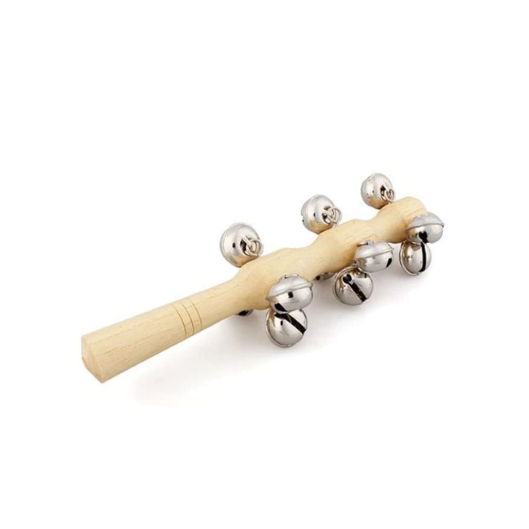 Eioflia Children Wooden Stick 13 Jingle Bell Wood Hand Shake Bell Instrument Rattles Toy Wooden Rattle Kids Wooden Stick 13 Jingle Bell Hand Shake Bell Instrument Rattles Kids Tpys Christmas