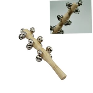 Eioflia Children Wooden Stick 13 Jingle Bell Wood Hand Shake Bell Instrument Rattles Toy Wooden Rattle Kids Wooden Stick 13 Jingle Bell Hand Shake Bell Instrument Rattles Kids Tpys Christmas