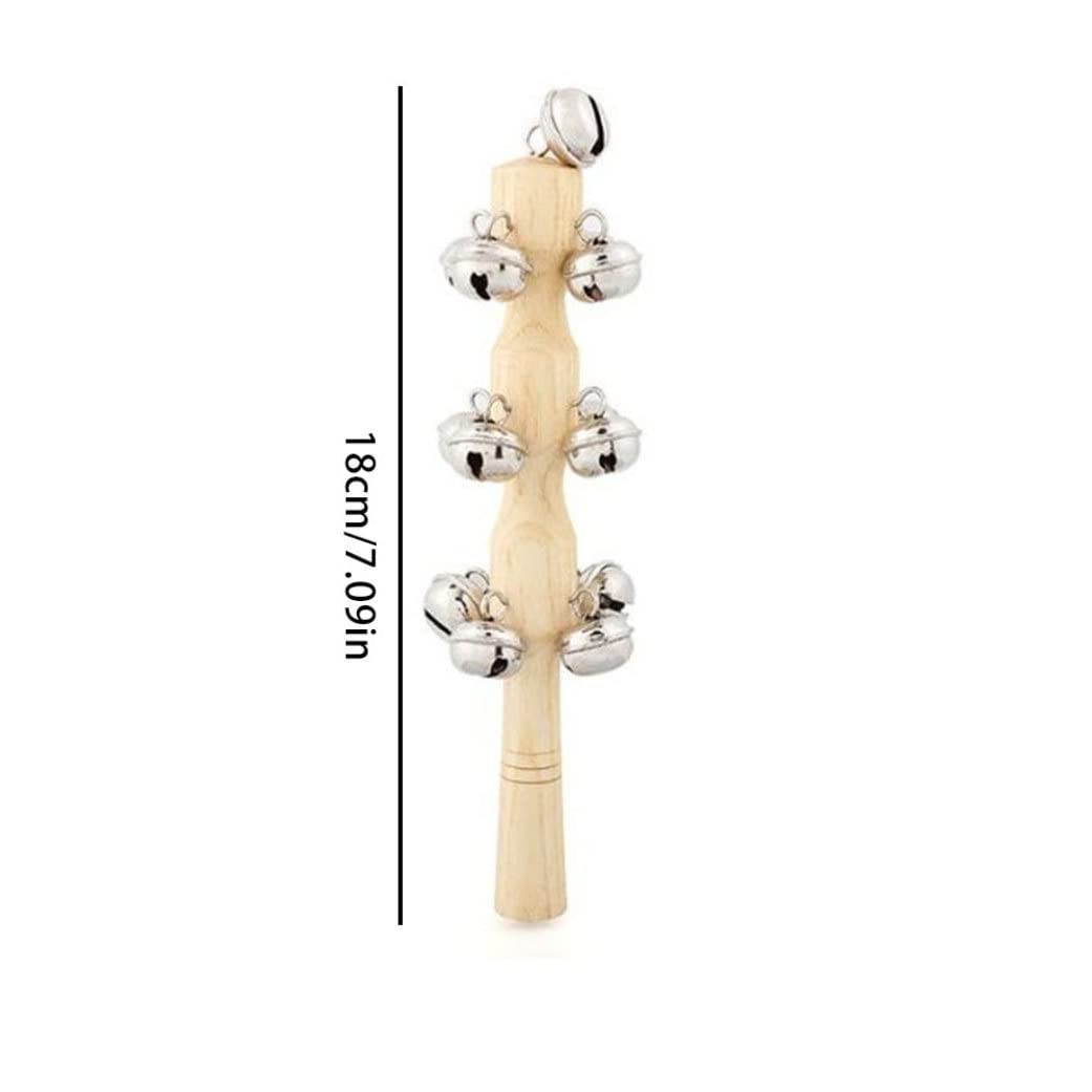 Eioflia Children Wooden Stick 13 Jingle Bell Wood Hand Shake Bell Instrument Rattles Toy Wooden Rattle Kids Wooden Stick 13 Jingle Bell Hand Shake Bell Instrument Rattles Kids Tpys Christmas