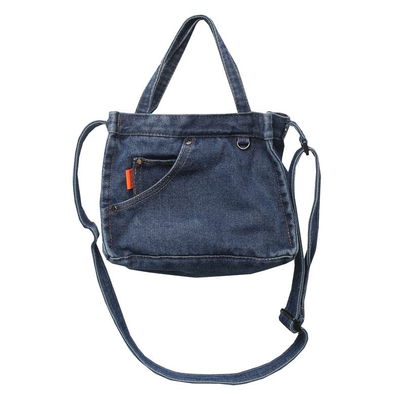 GESALOP Women's Denim Crossbody Bag, Small Shoulder Bag, Denim Purse, Handbag (Dark Blue)