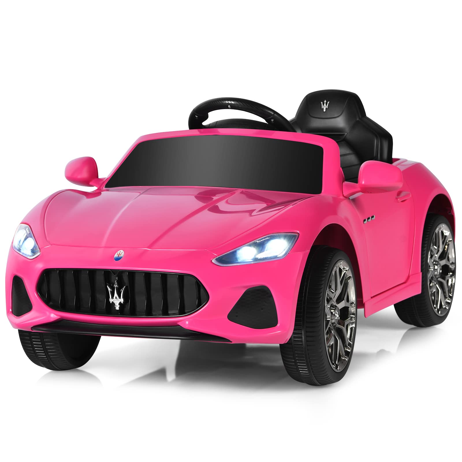 HONEY JOY Pink Ride On Car, Licensed Maserati 12V Battery Powered Electric Car for Kids with Parent Remote Control, Lights, Horn, Music, 4-Wheel Ride on Toys for Toddlers, Gift for Boys Girls (Pink)