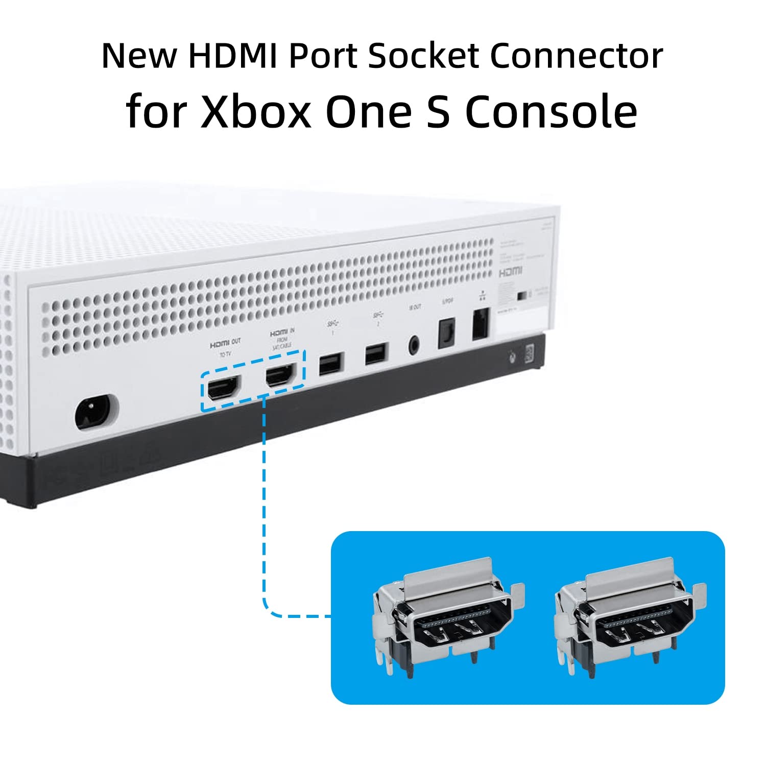 Tolesum 2 Packs HDMI Port Socket Hdmi Replacement for Xbox One S Slim Console HDMI Interface Connector Replacement