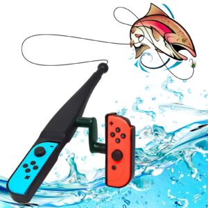 Geekria Fishing Rod Compatible with Switch Joy-Con Game Kit Compatible with Nintendo Switch/OLED Accessories Bass Pro Shops - The Strike Championship Edition and Legendary Fishing Standard Edition