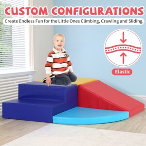 Kids Corner Climber 4-Piece Set Climbing Toys for Toddlers 1-3, Soft Babies Climb Foam Play Set Indoor Baby Crawling Foam Blocks Children Foam Toys for Kids Crawling and Sliding, Red