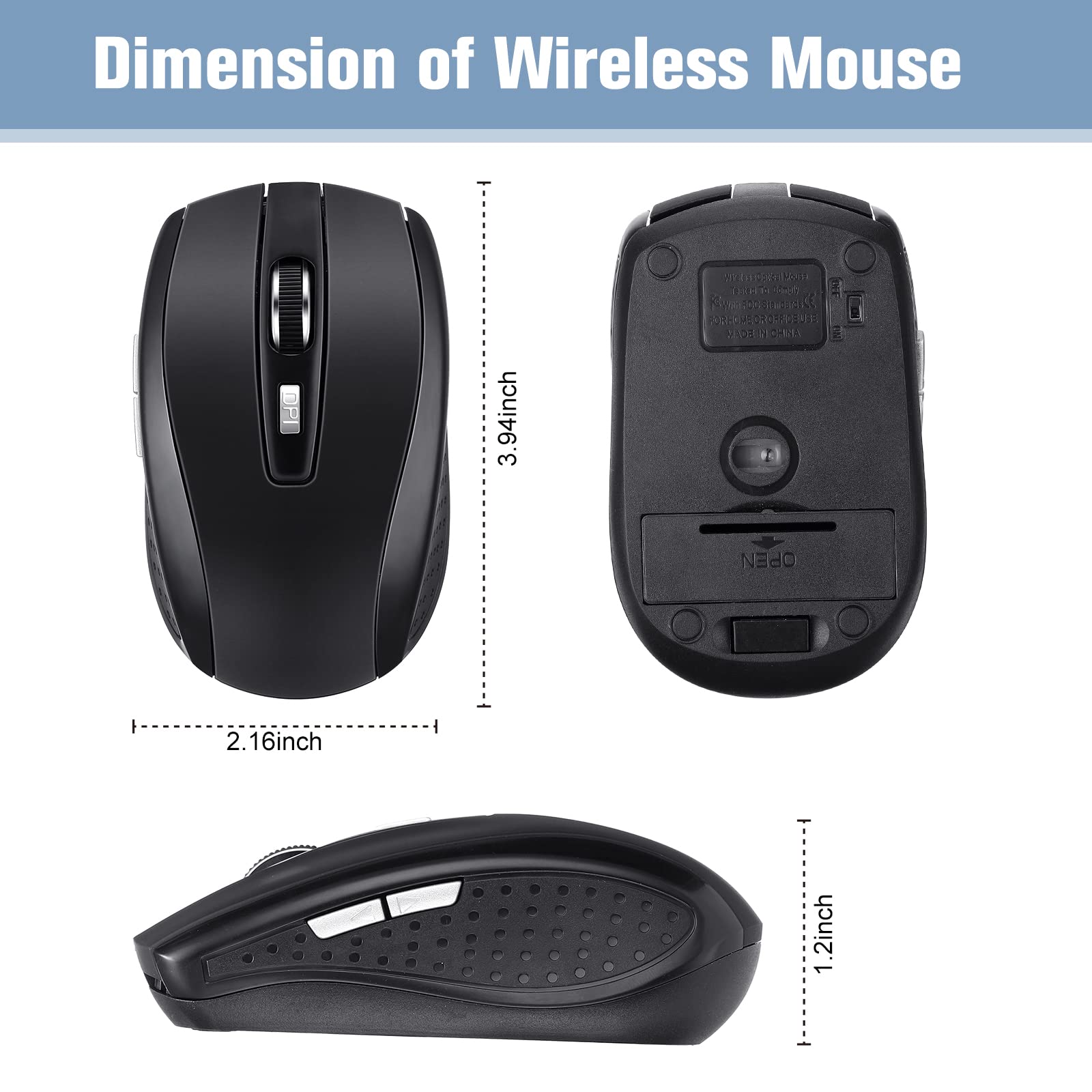 Macarrie 12 Pack Wireless Mouse for Laptop 1200dpi Wireless Computer Mouse with 6 Buttons Wireless Mouse Bulk Included Wireless USB Receiver Compatible Wireless Mouse for Windows, Pc, Computer