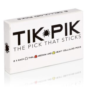 TIK PIK 6-Pack Guitar Picks for Acoustic & Bass Guitars | As Seen On Shark Tank | Black Multi-Gauge