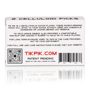 TIK PIK 6-Pack Guitar Picks for Acoustic & Bass Guitars | As Seen On Shark Tank | Black Multi-Gauge