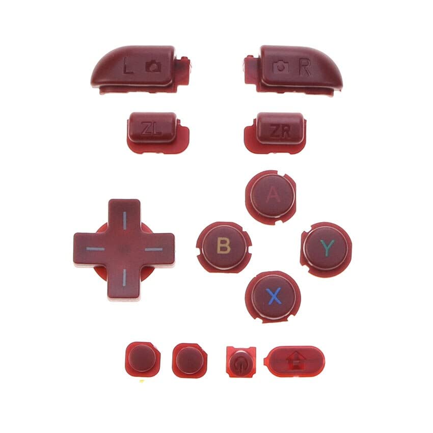 Replacement Full Buttons Set ABXY L R ZL ZR D-pad Home Power Buttons for Nintendo New 3DS XL LL Console Buttons (Red)