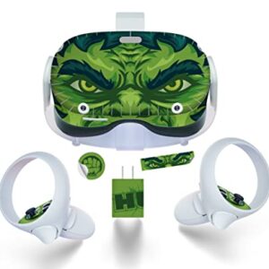 Incredible Green Beast VR Skin Wrap Decal for Oculus Quest 2 VR Headset - Easy-to-install Stickers for Meta Quest 2 VR2