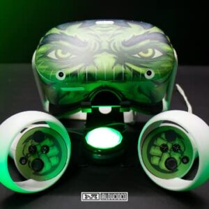 Incredible Green Beast VR Skin Wrap Decal for Oculus Quest 2 VR Headset - Easy-to-install Stickers for Meta Quest 2 VR2