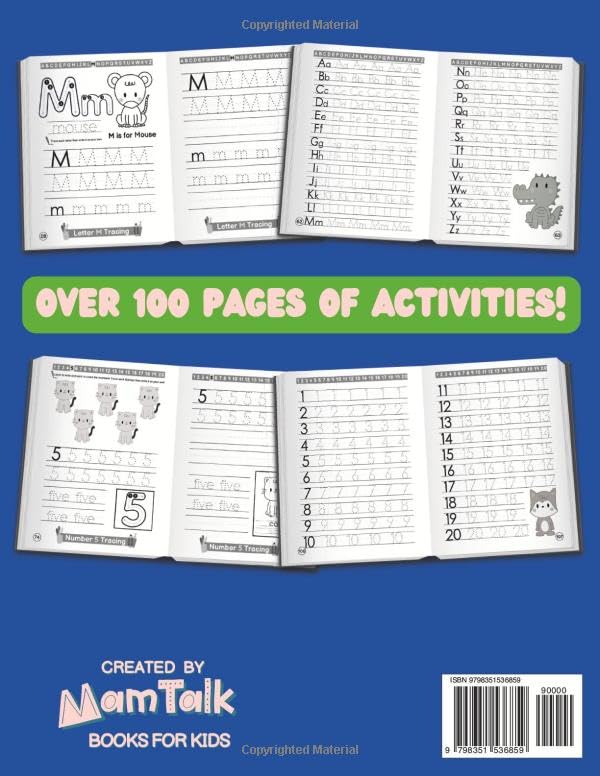 Learn to Trace Alphabet Letters and Numbers from 0 to 20: A Fun Handwriting Practice Workbook for Preschool and Kindergarten: Animals Coloring and ... & 6 Year Olds Kids (Preschool Learning Books)