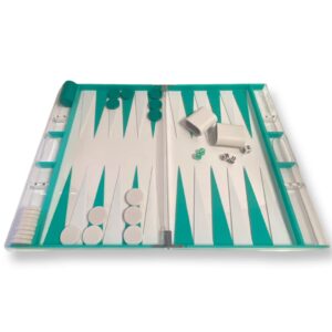 lucite acrylic backgammon set 18" large premium board and pieces (clear turqouise)