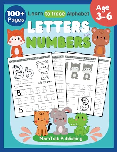 Learn to Trace Alphabet Letters and Numbers from 0 to 20: A Fun Handwriting Practice Workbook for Preschool and Kindergarten: Animals Coloring and ... & 6 Year Olds Kids (Preschool Learning Books)