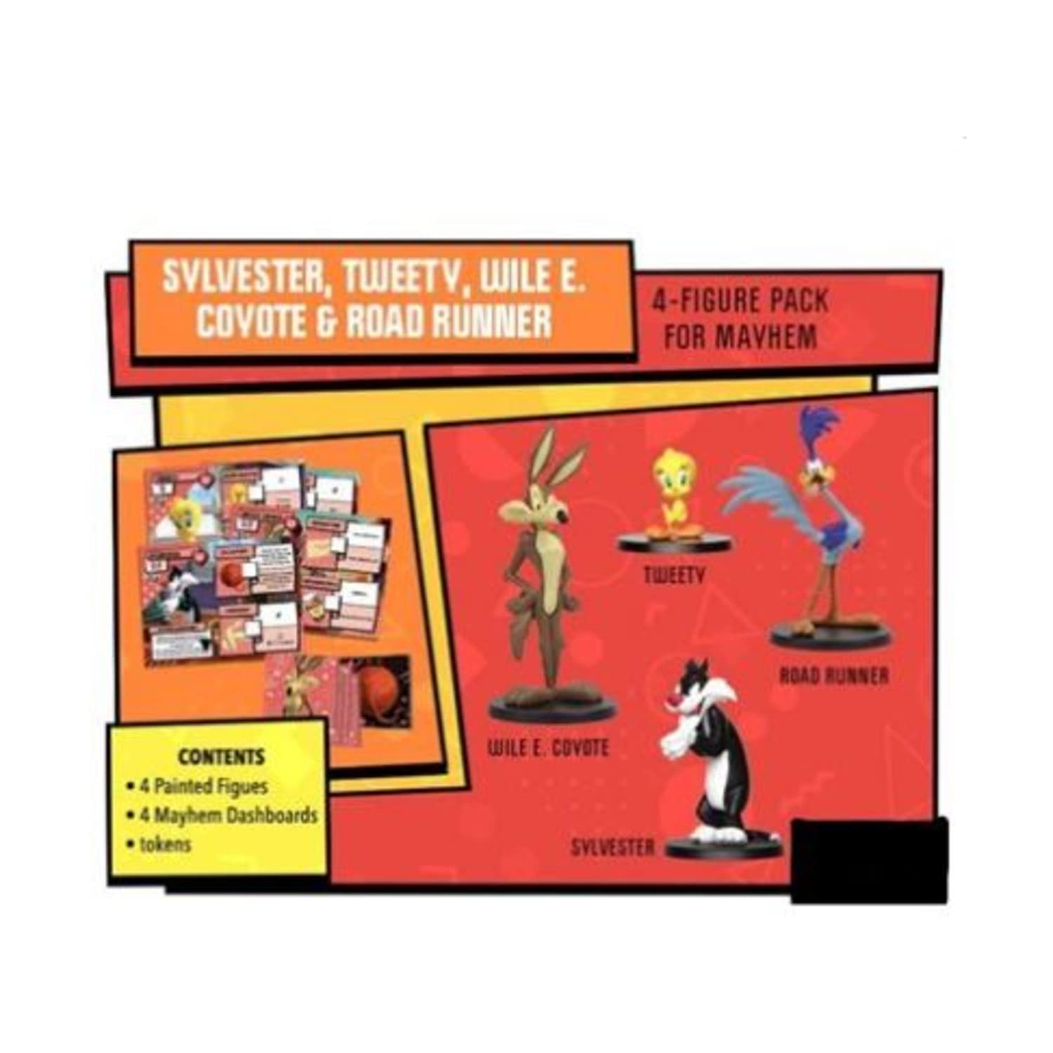 Cmon Looney Tunes Mayhem Board Game Figure Pack | Set of 4 Miniature Figures | Strategy Game | Team-Based Combat Game for Adults and Kids | Ages 10+ | 2-4 Players | Avg. Playtime 30 Minutes | Made