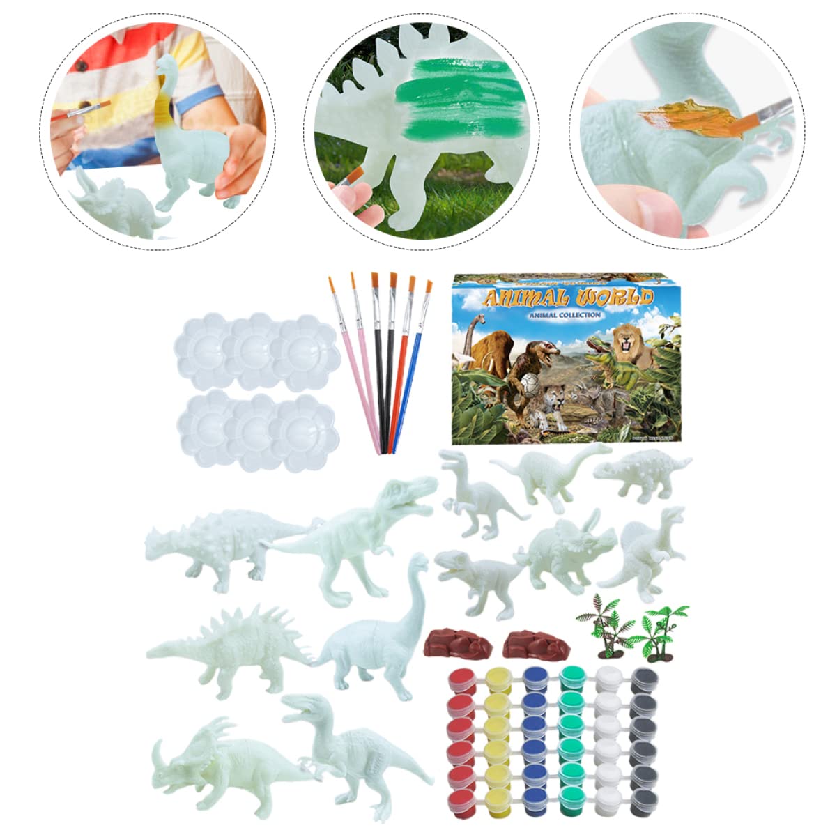 SEWACC 192 Pcs DIY Painted Animals Children Painting Supplies Kids Painting Supplies Children Painting Toy Painting Kit for Children Toys Hand Painting Graffiti Plastic White