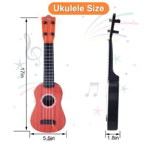 YOLOPLUS+ 17 Inch Toddler Ukulele Guitar Toy 4 Strings Mini Guitar for Kids - Children Musical Instruments Educational Learning Toy (17 inch Rose Wood Color)