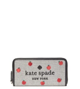 kate spade ella apple toss embroidered large continental zip wallet black multi