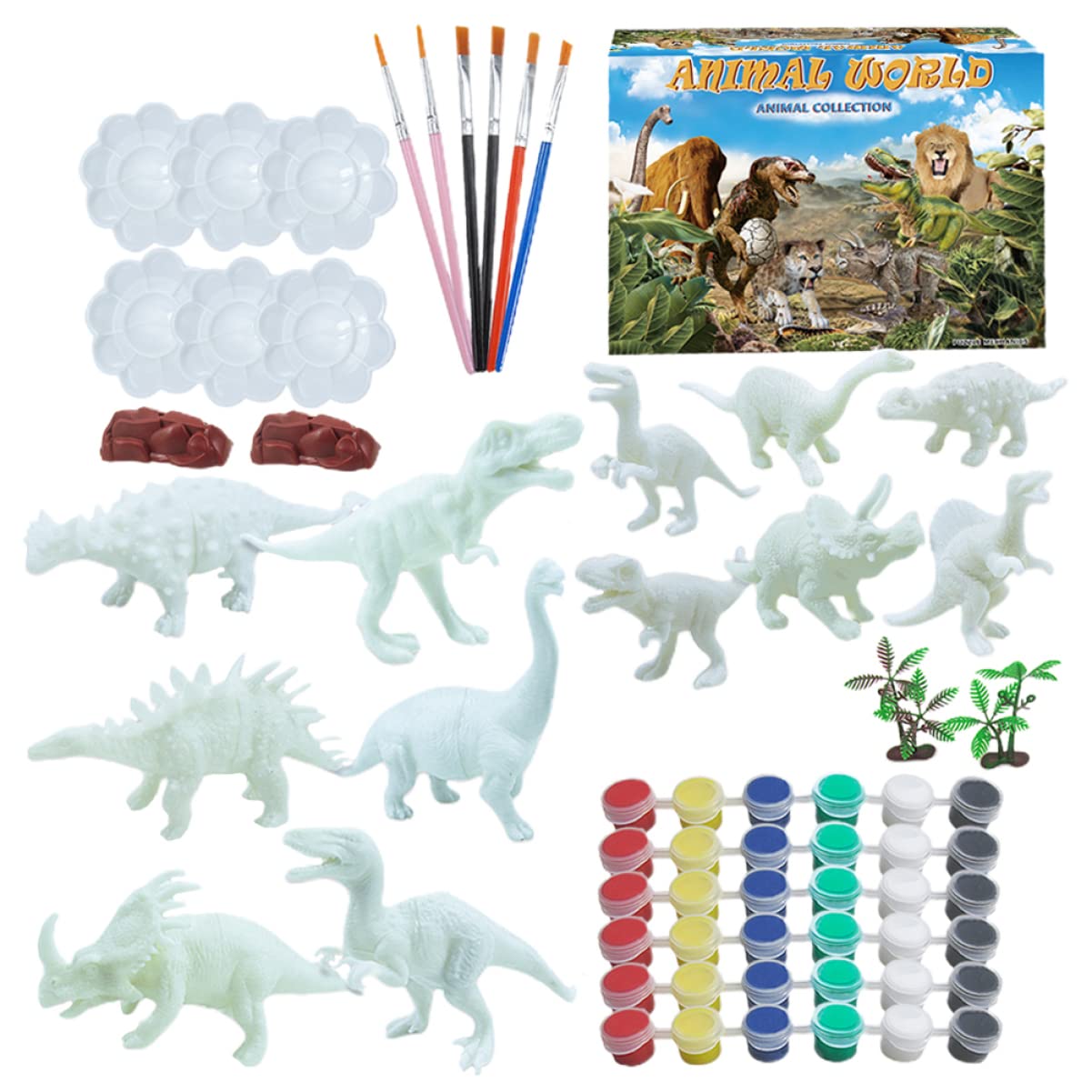 SEWACC 192 Pcs DIY Painted Animals Children Painting Supplies Kids Painting Supplies Children Painting Toy Painting Kit for Children Toys Hand Painting Graffiti Plastic White