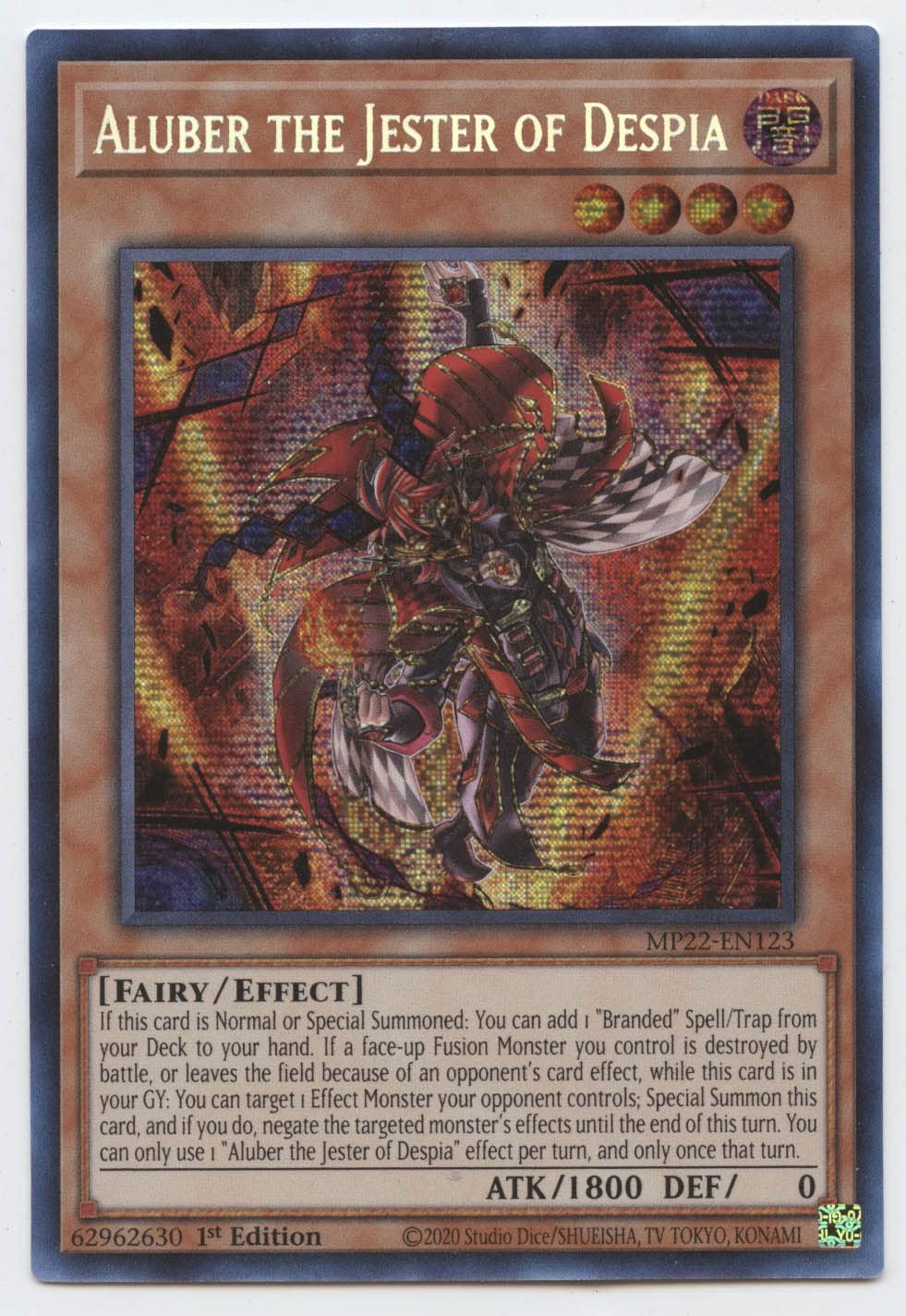 YU-GI-OH! Aluber The Jester of Despia - MP22-EN123 - Prismatic Secret Rare - 1st Edition